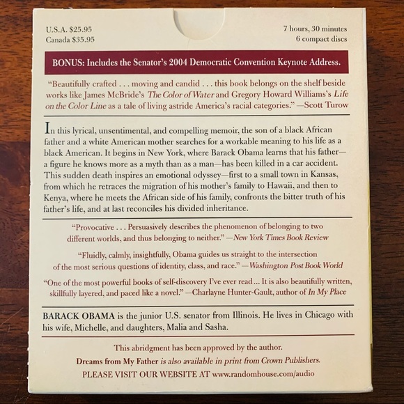 DREAMS FROM MY FATHER: A STORY OF RACE AND INHERITANCE, BARACK OBAMA, Audiobook - Picture 2 of 3